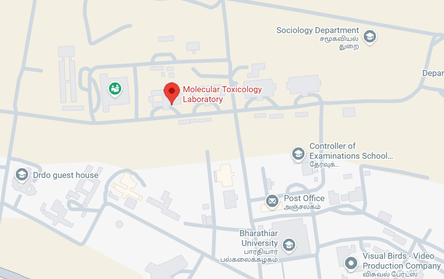 Map showing the Molecular Toxicology Laboratory location